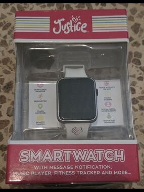 Justice White and Pink Smartwatch with Touchscreen